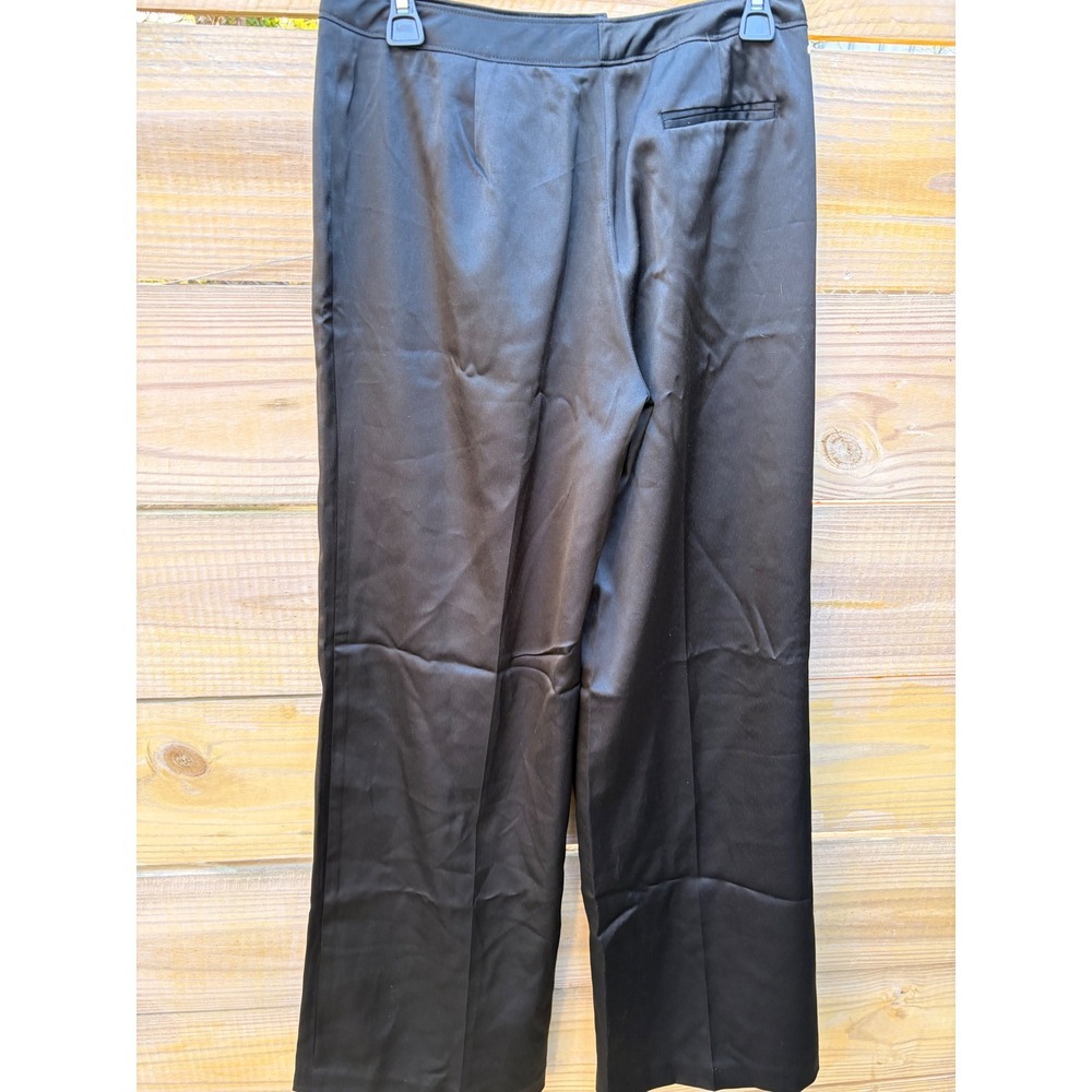 Signature by Larry Levine Black Satin Wide Leg Dress Pants Trousers Women Size 8 - Picture 4 of 7